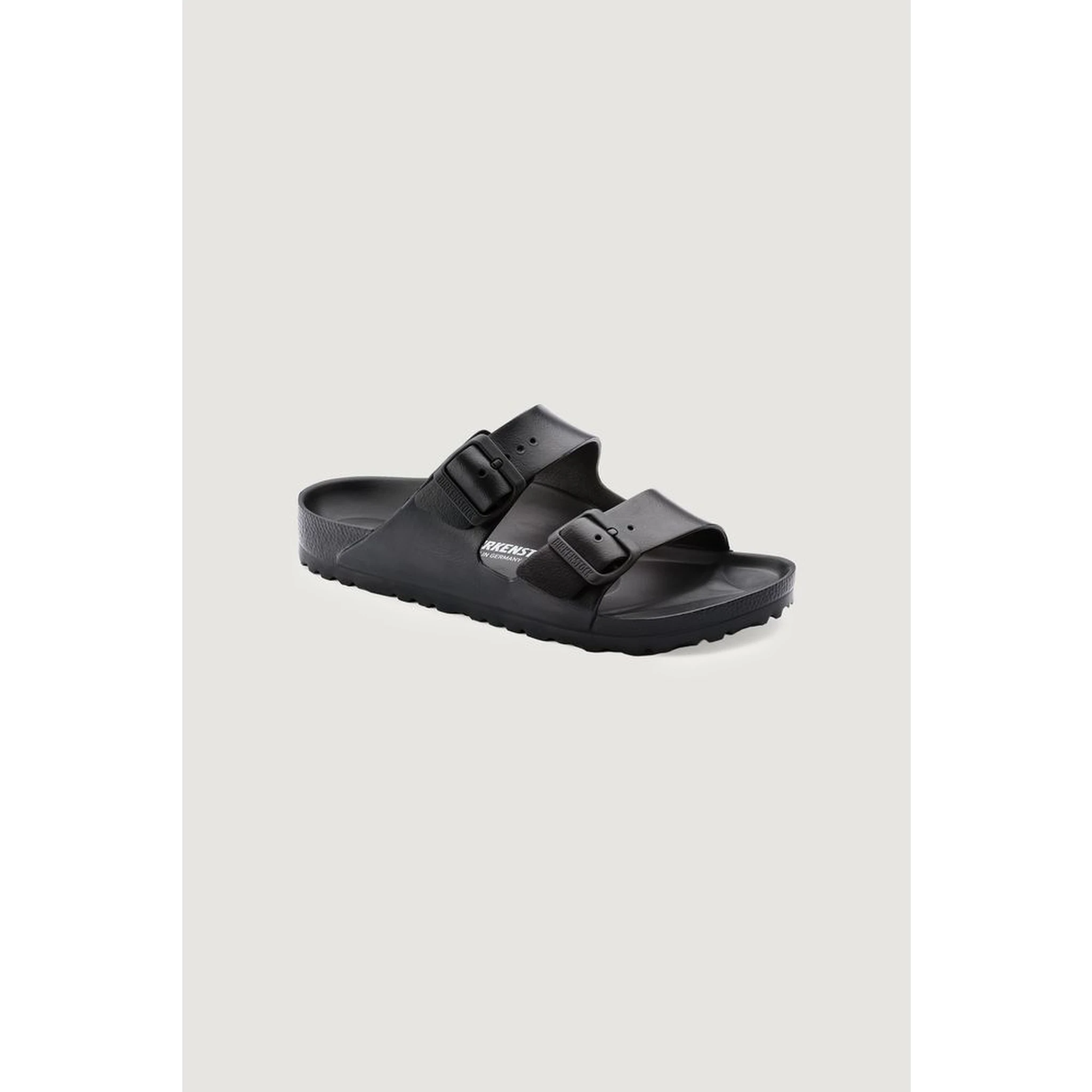 Black Polyester Flat Sandals