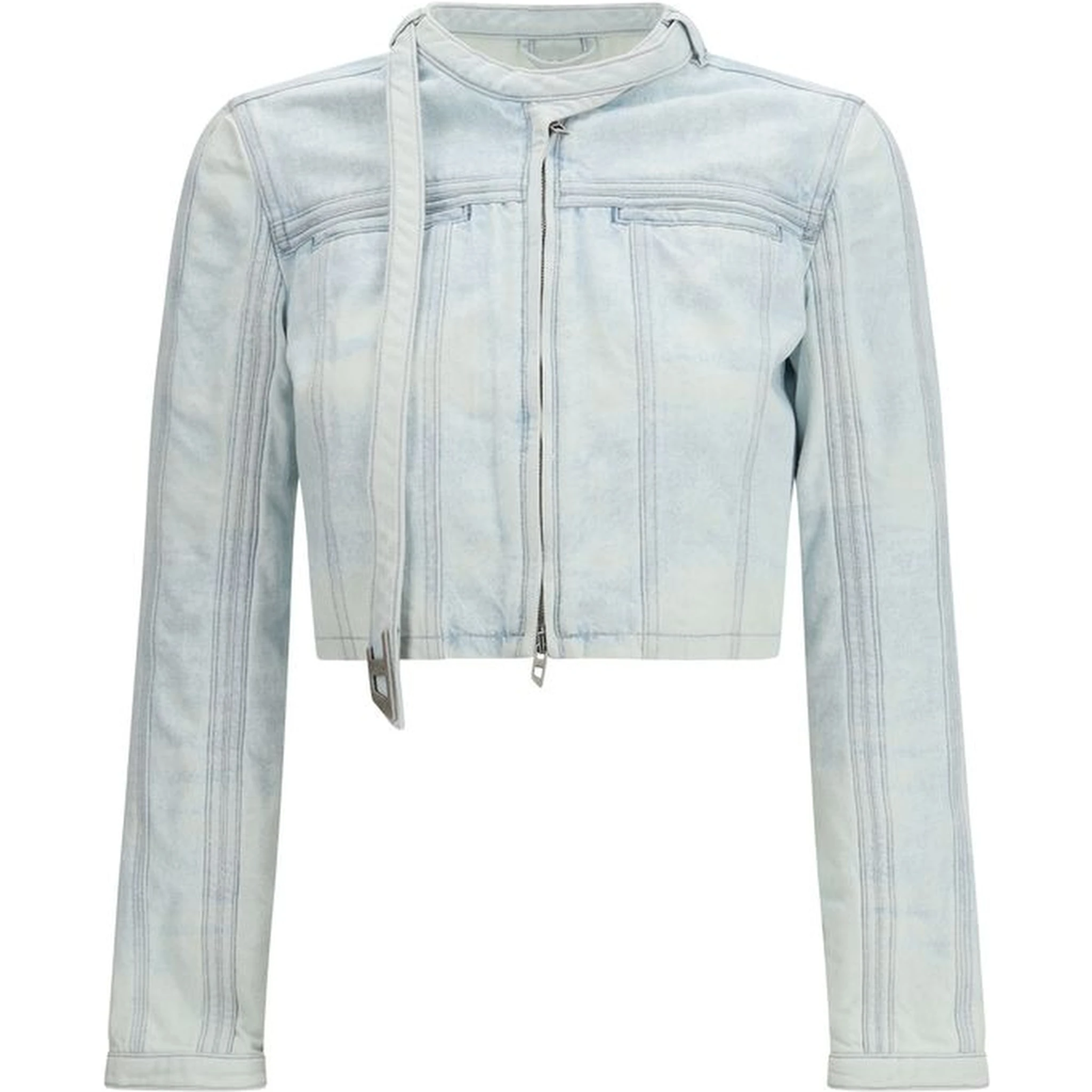 Blue Cotton Biker Jacket