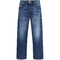 Blue Cotton Tapered Jeans