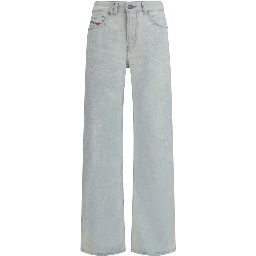 Blue Cotton Straight-Leg Jeans