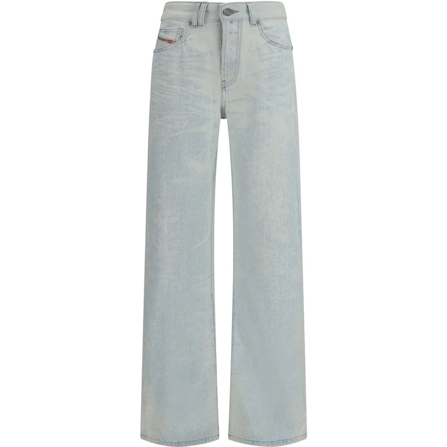 Blue Cotton Straight-Leg Jeans