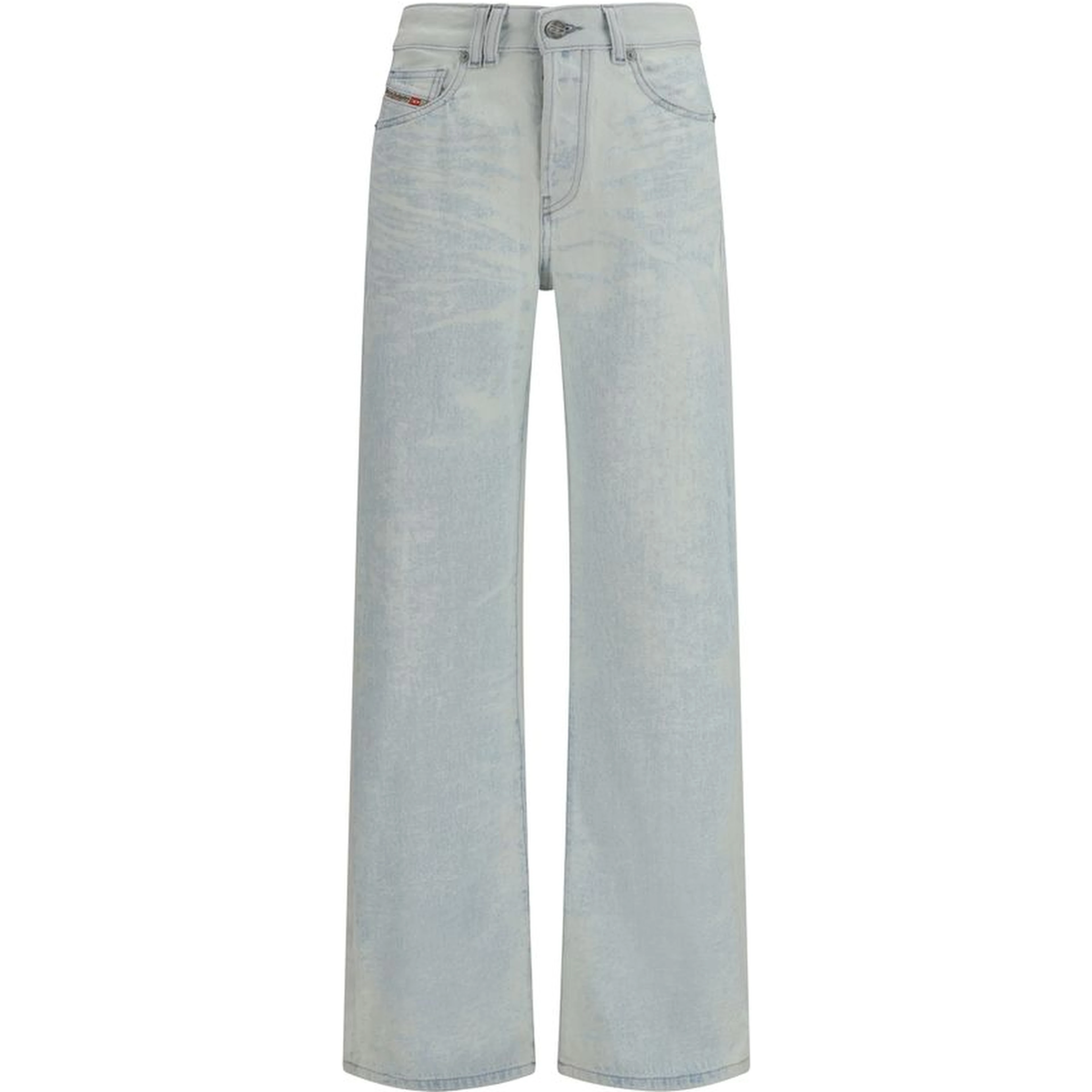 Blue Cotton Straight-Leg Jeans
