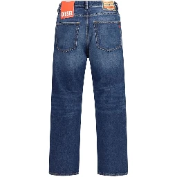 Blue Cotton Tapered Jeans