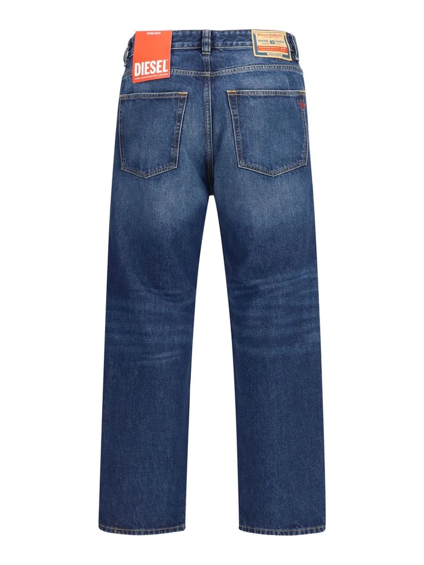 Blue Cotton Tapered Jeans
