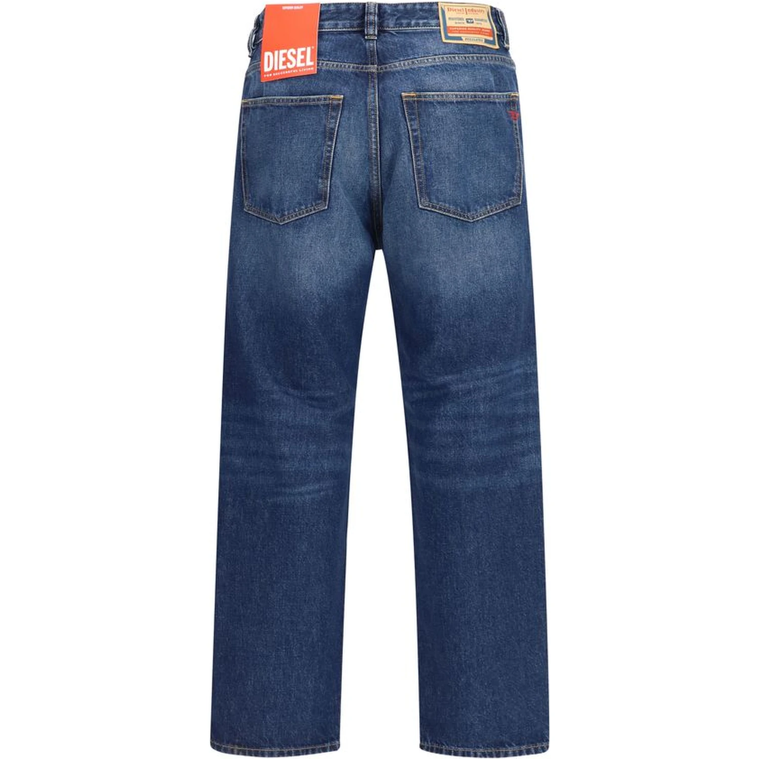 Blue Cotton Tapered Jeans