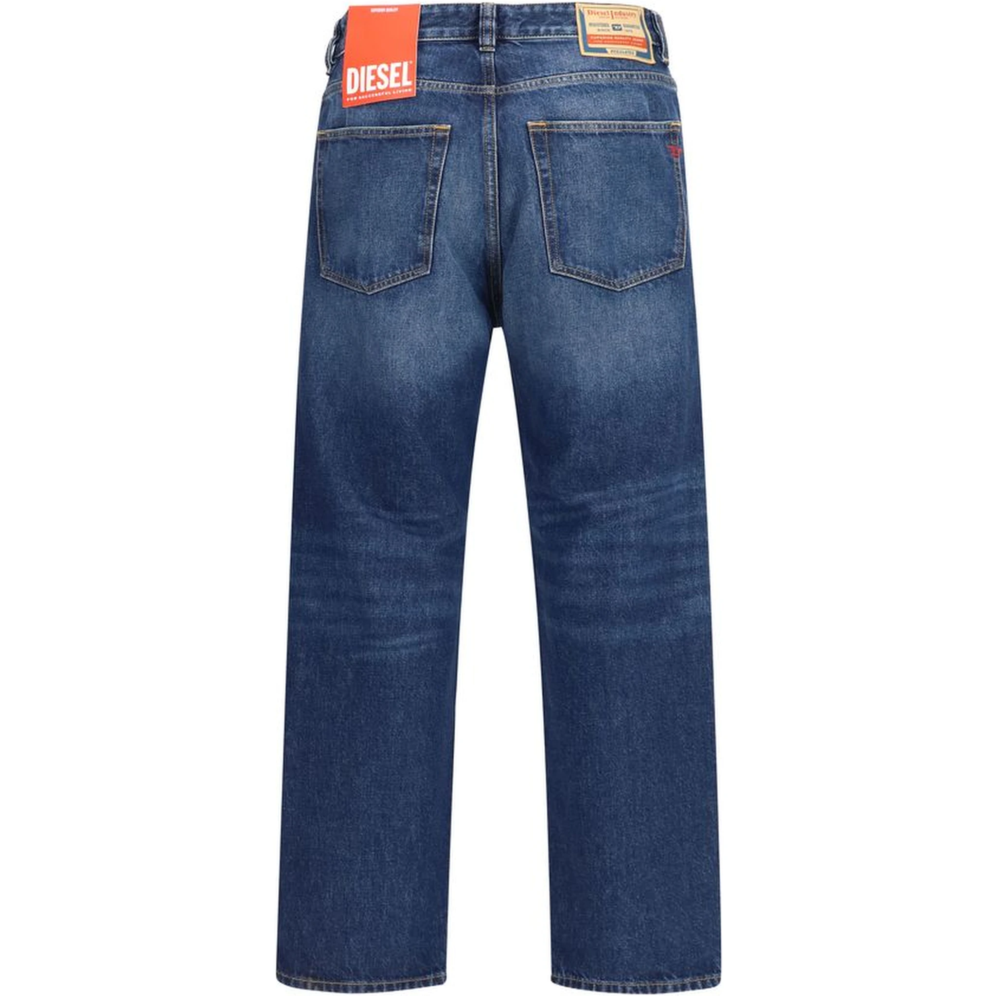 Blue Cotton Tapered Jeans
