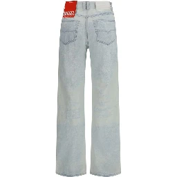 Blue Cotton Straight-Leg Jeans