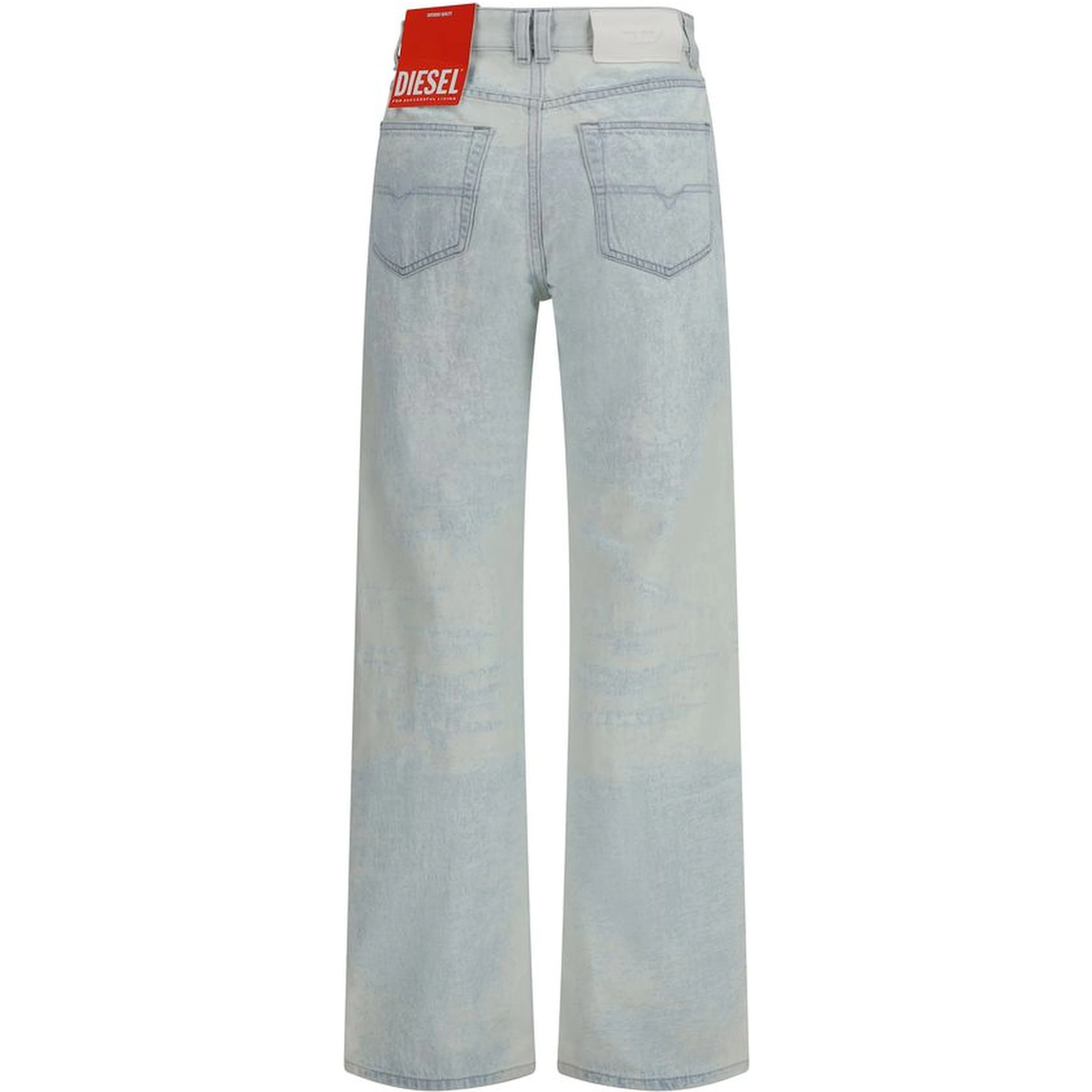 Blue Cotton Straight-Leg Jeans