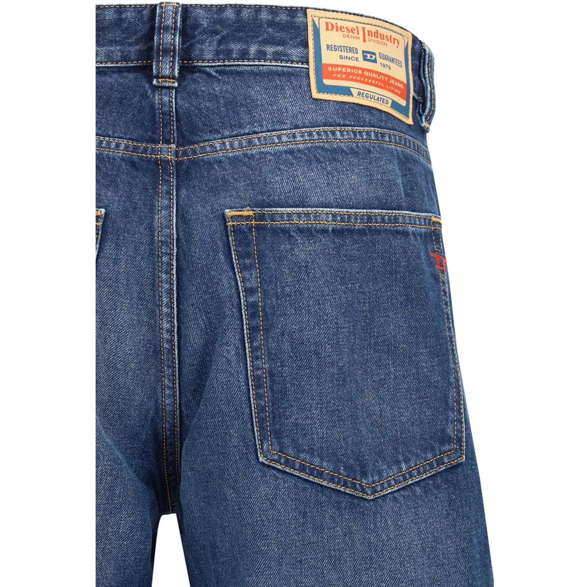 Blue Cotton Tapered Jeans