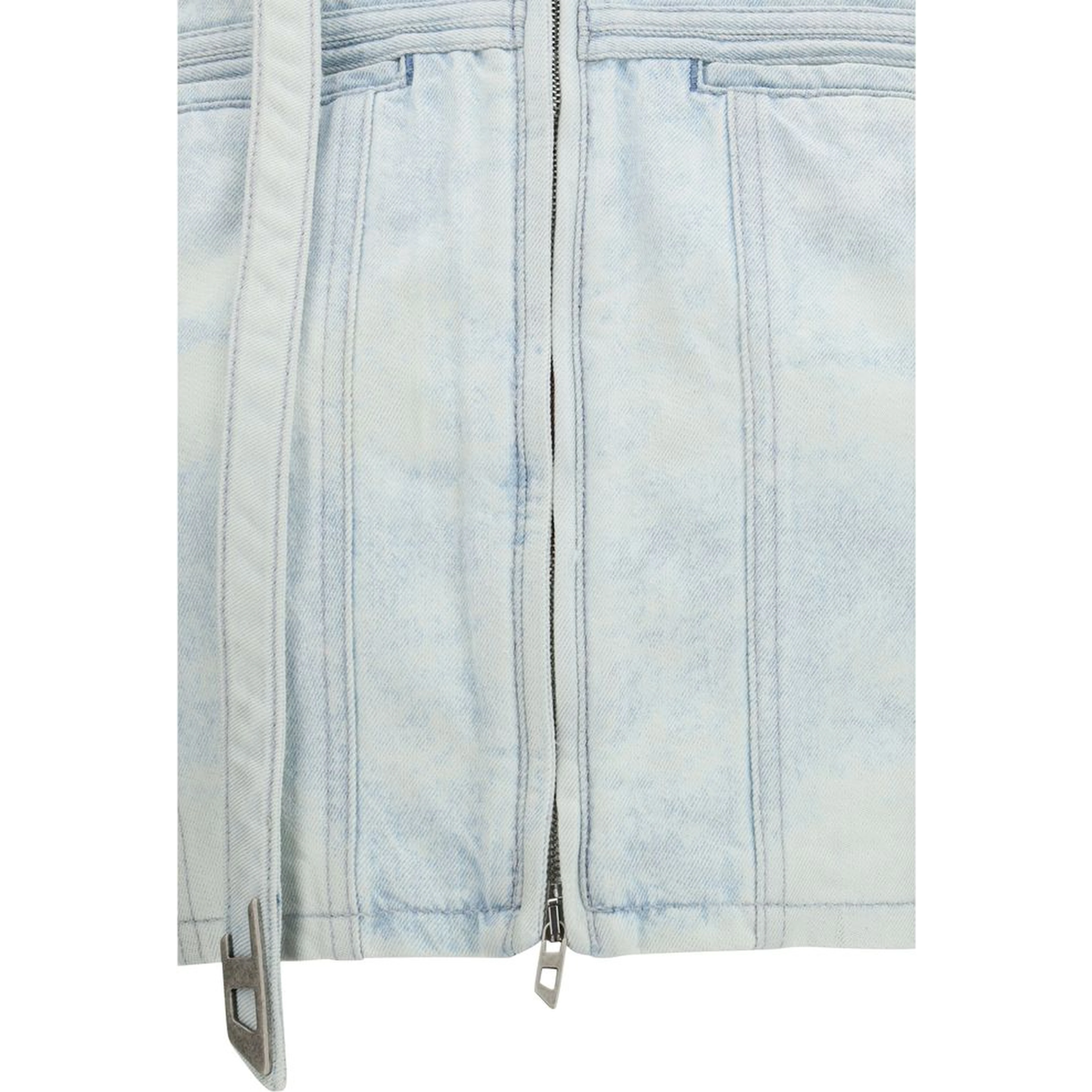 Blue Cotton Biker Jacket