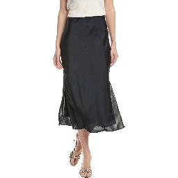 Blue Polyester Long Skirt