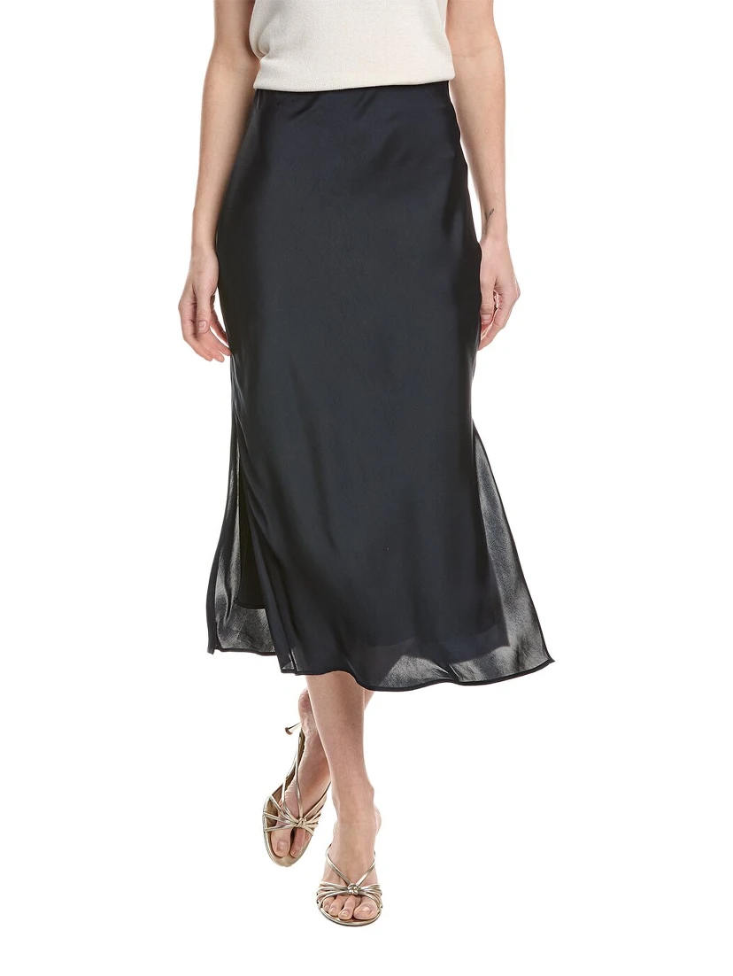 Blue Polyester Long Skirt