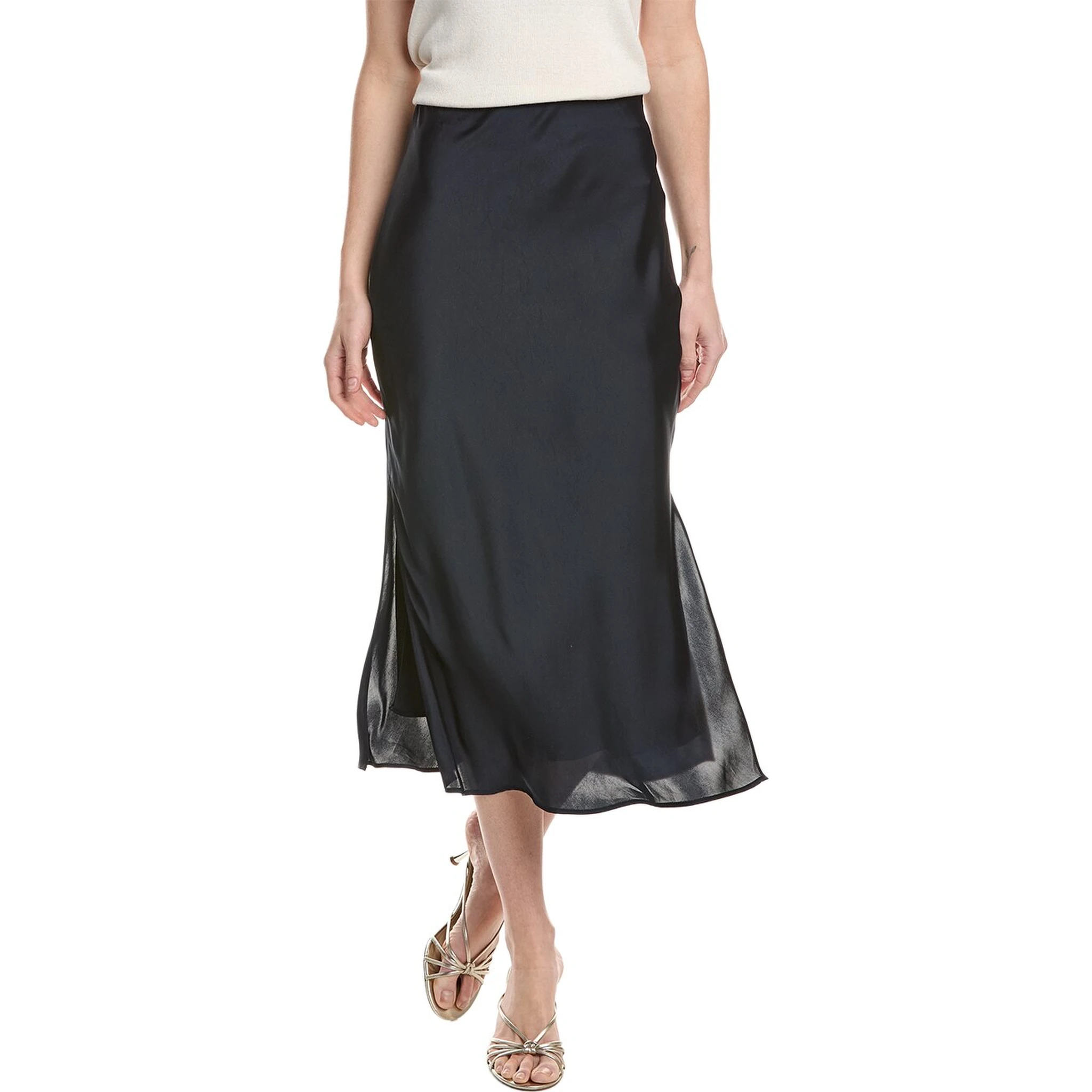 Blue Polyester Long Skirt