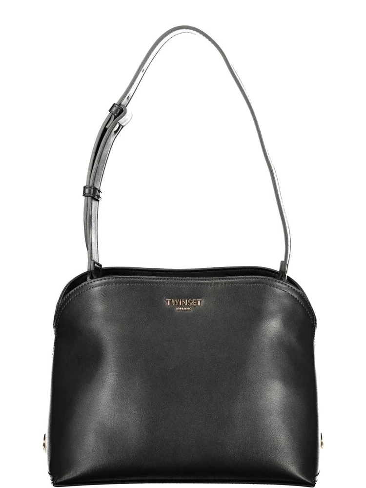 Black Polyurethane Women's Shoulder Bag