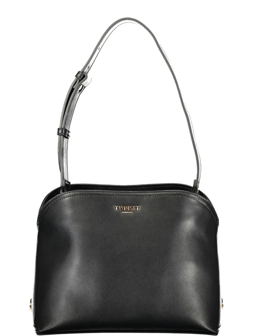 Black Polyurethane Women's Shoulder Bag