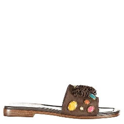 Marrone Leather Women Slipper