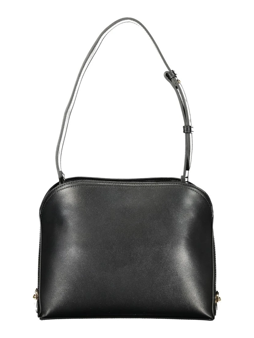 Black Polyurethane Women's Shoulder Bag