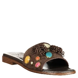 Marrone Leather Women Slipper