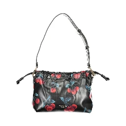 Black Polyurethane Women's Shoulder Bag