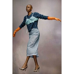 Blue Fibres Midi Skirt