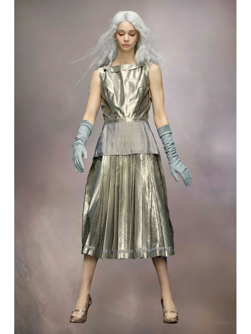 Silver Fibres Midi Skirt