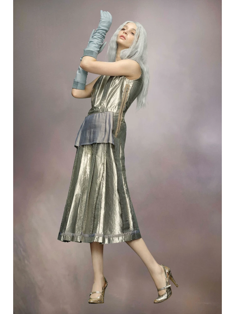 Silver Fibres Midi Skirt alternative