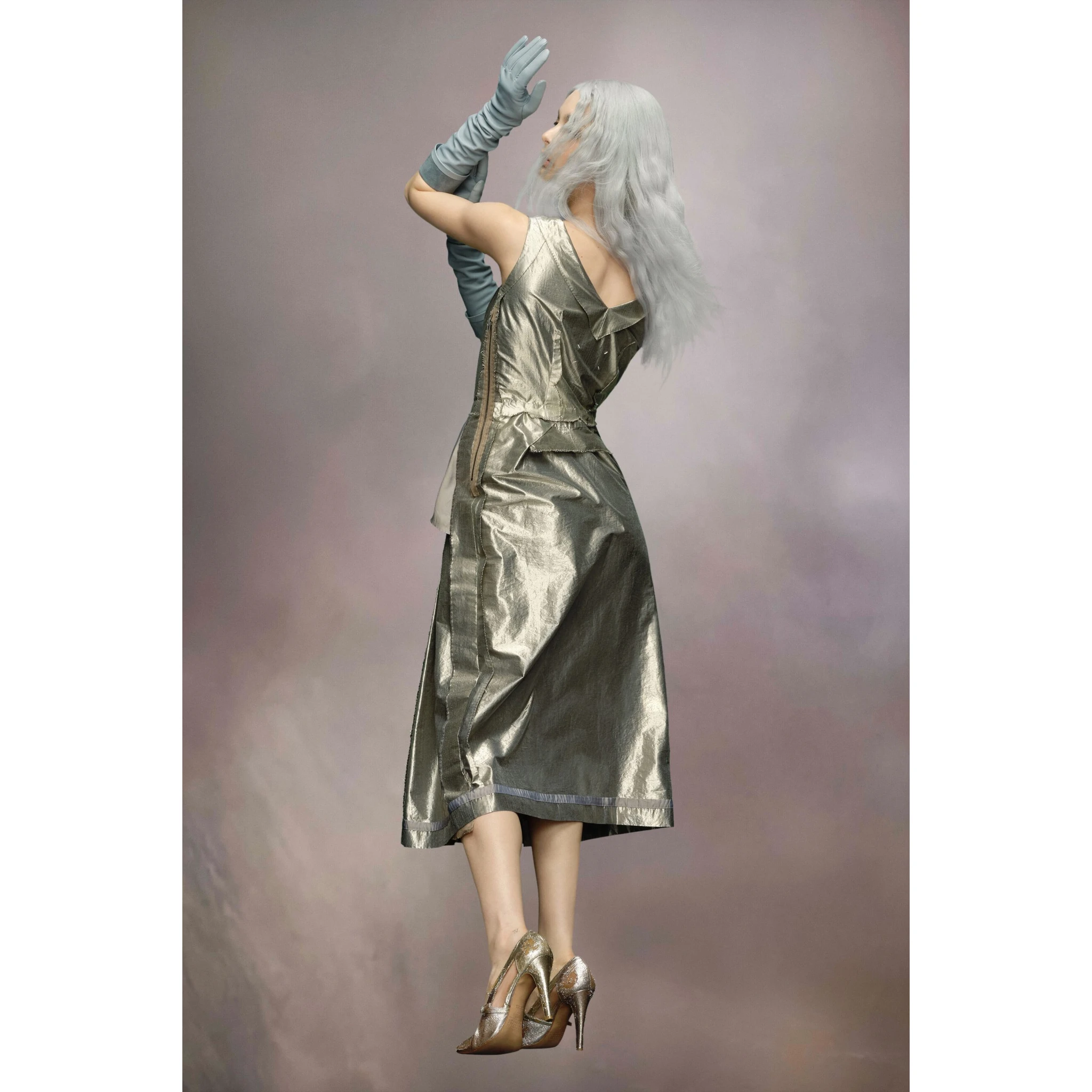 Silver Fibres Midi Skirt