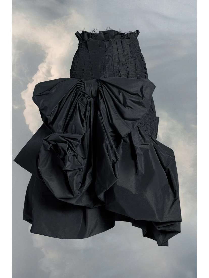 Black Fibres Midi Skirt