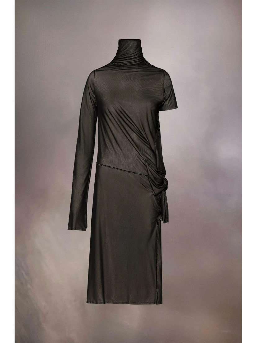 Bicolor Fibres Midi Dress