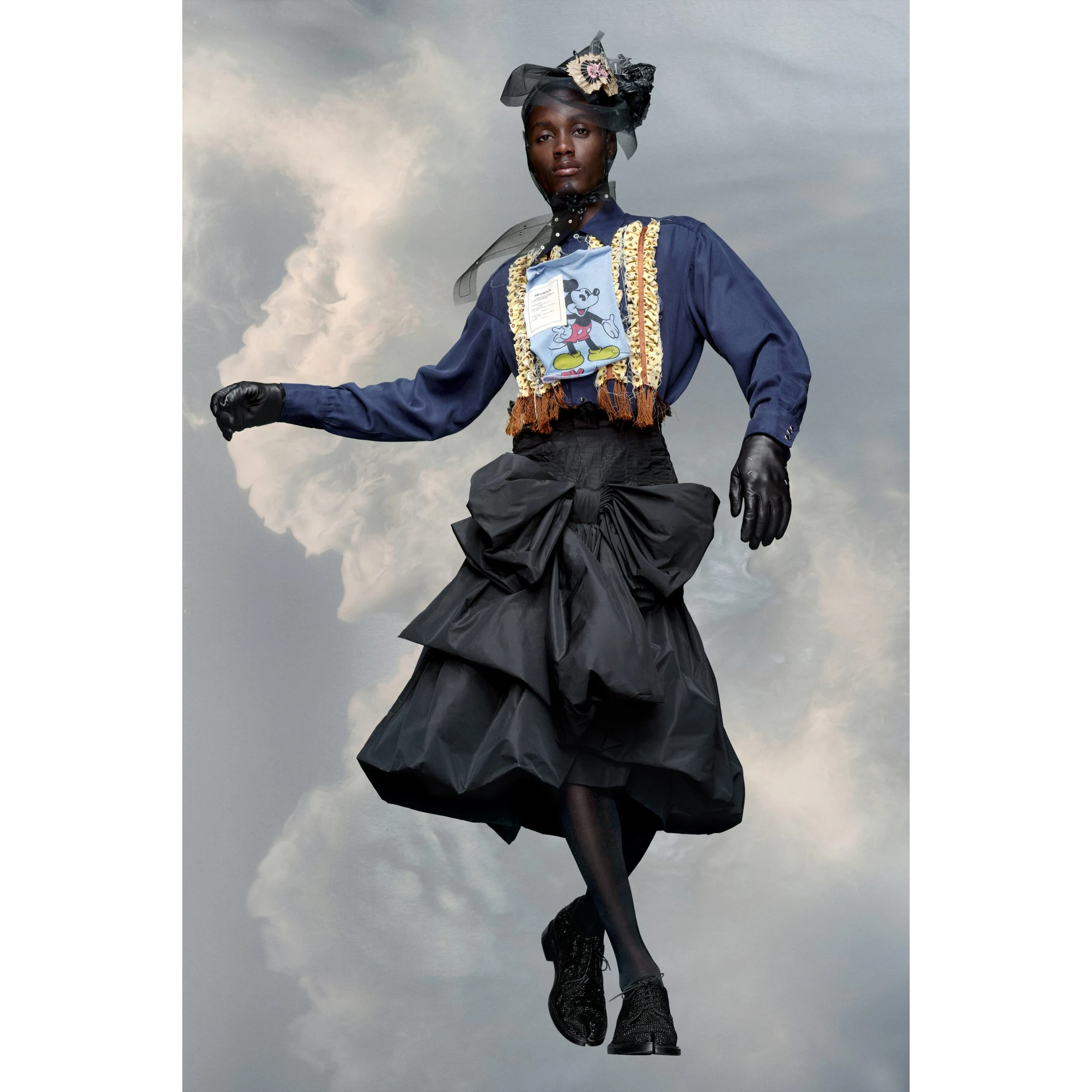 Black Fibres Midi Skirt