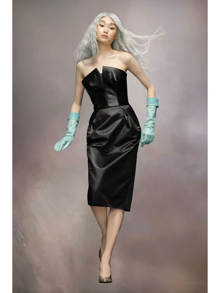 Black Fibres Midi Skirt