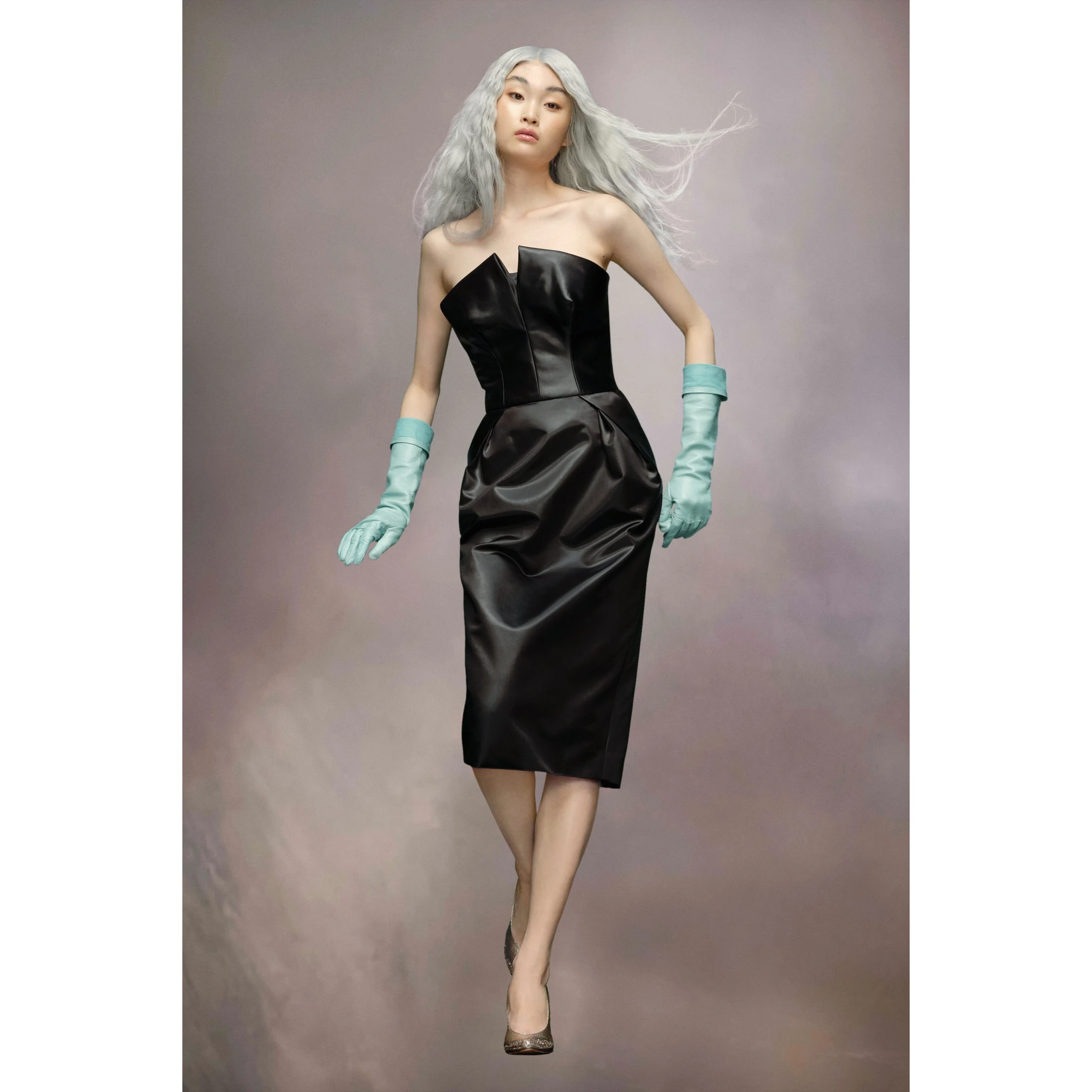 Black Fibres Midi Skirt