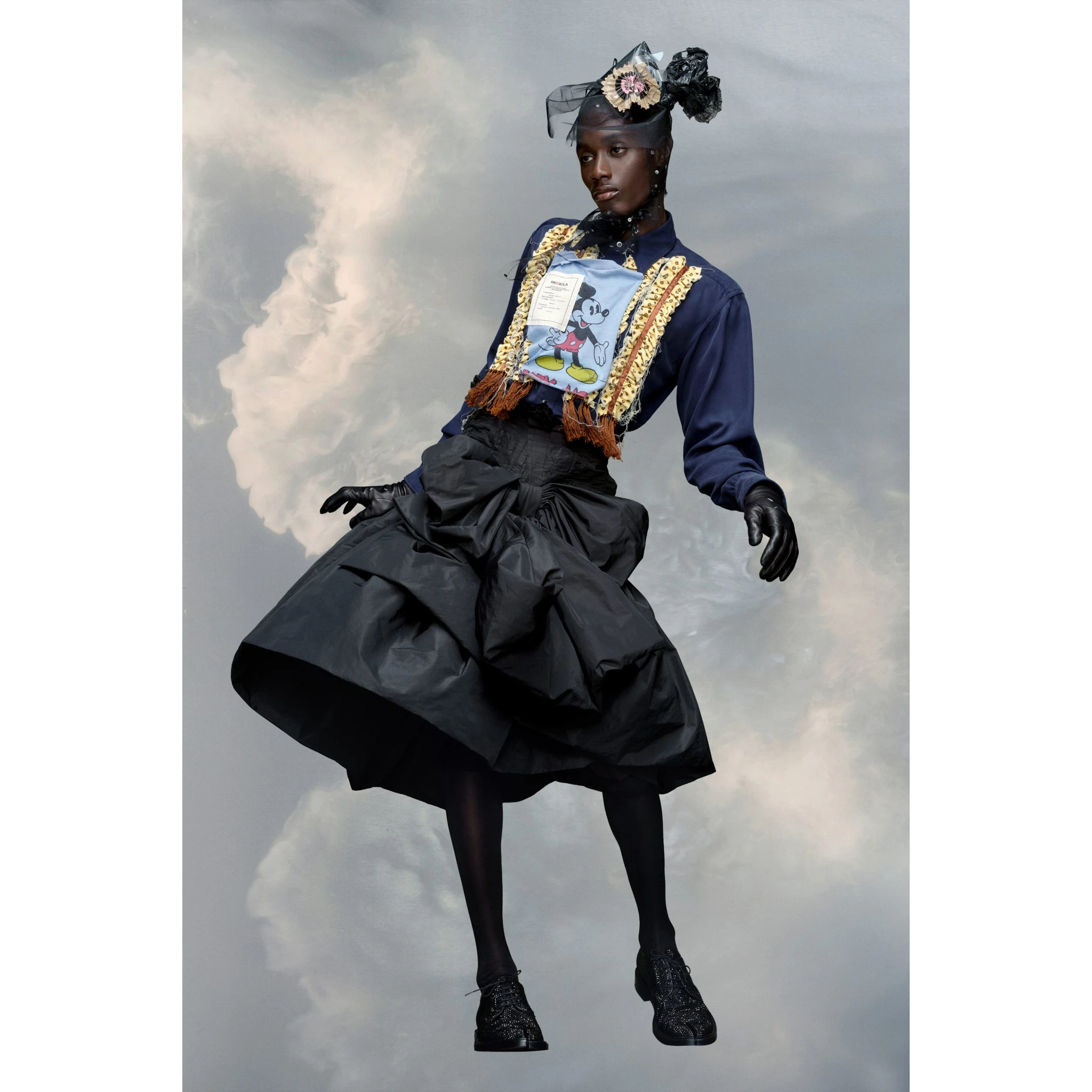 Black Fibres Midi Skirt