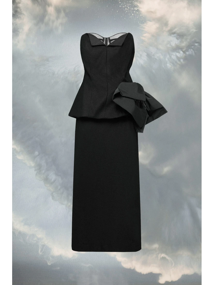 Black Fibres Midi Dress