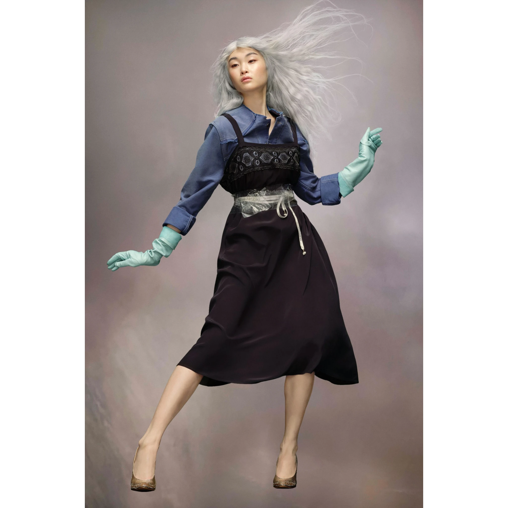 Black Fibres Midi Dress