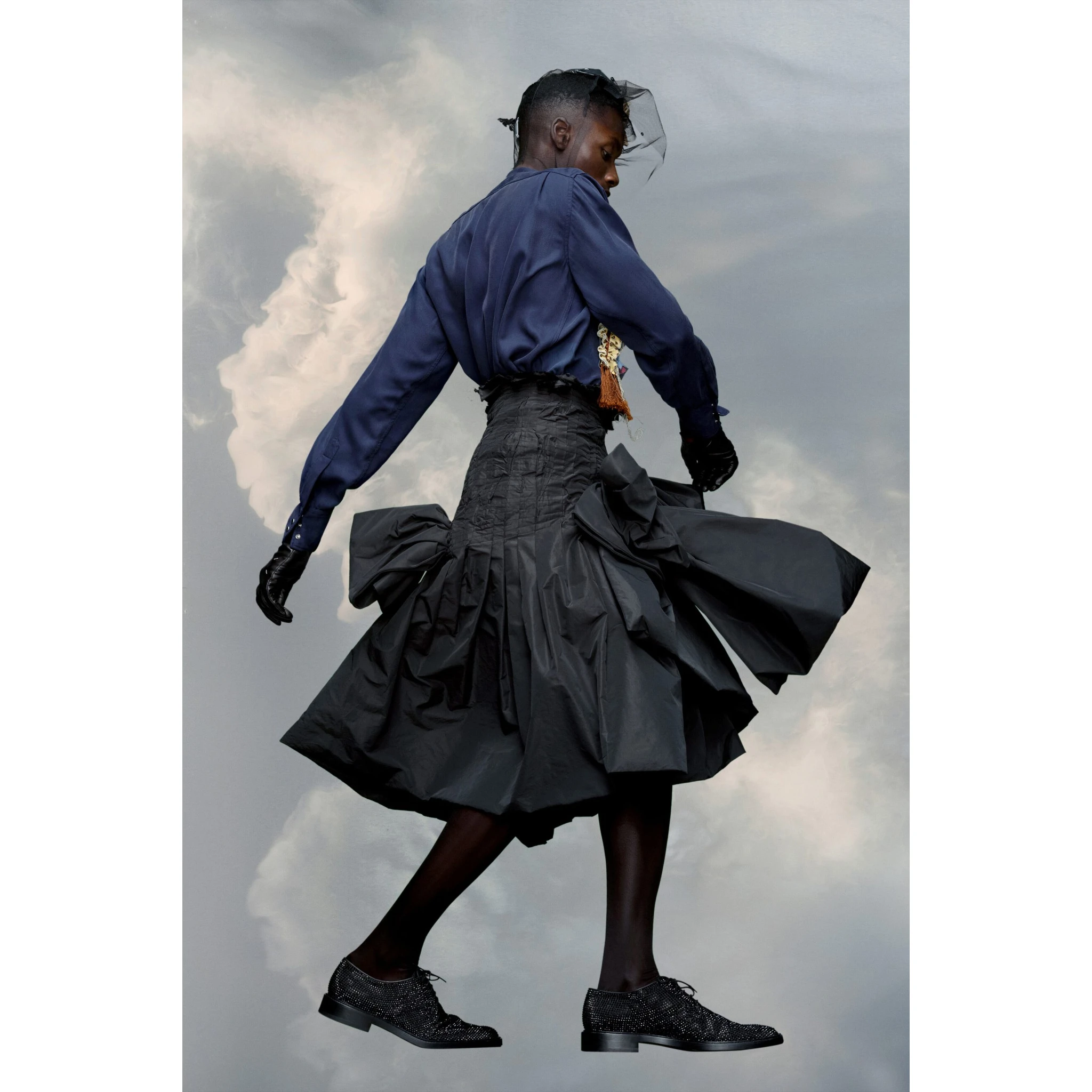 Black Fibres Midi Skirt