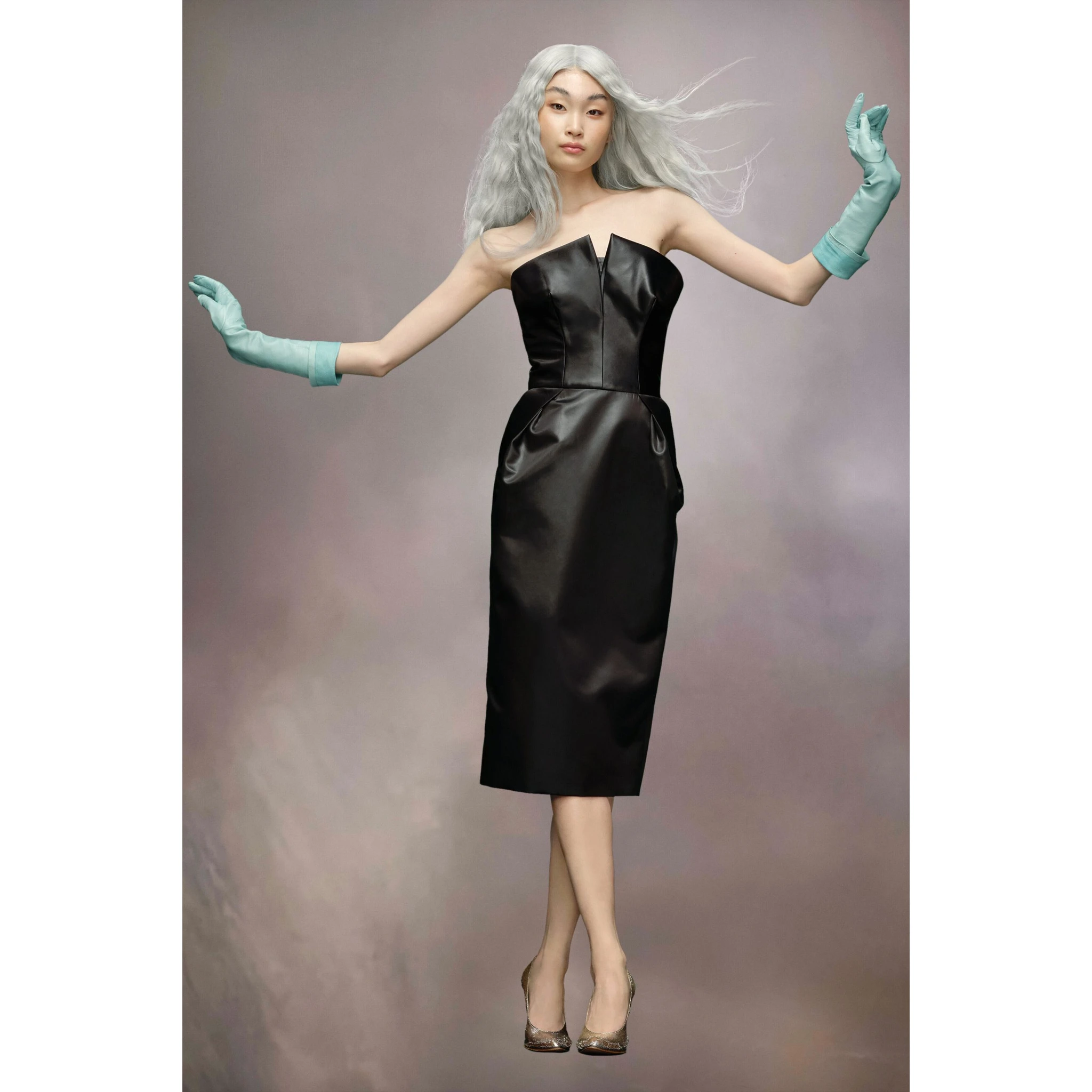 Black Fibres Midi Skirt