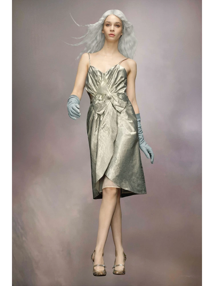 Silver Fibres Midi Skirt