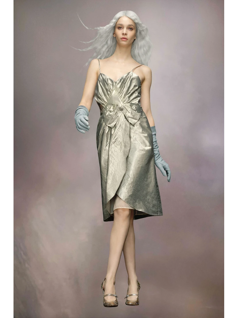 Silver Fibres Midi Skirt