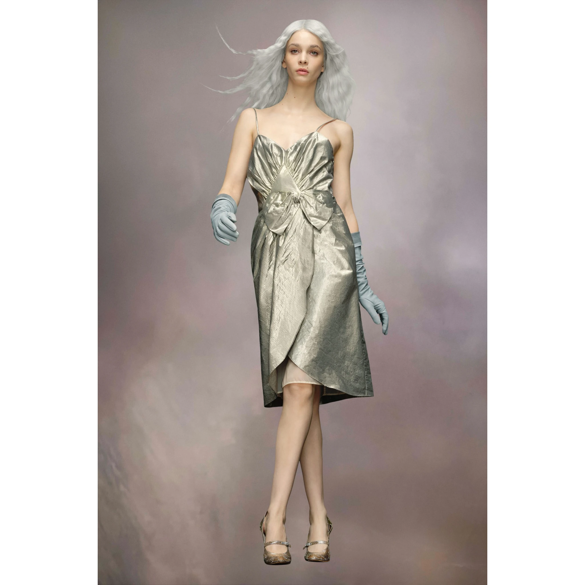 Silver Fibres Midi Skirt