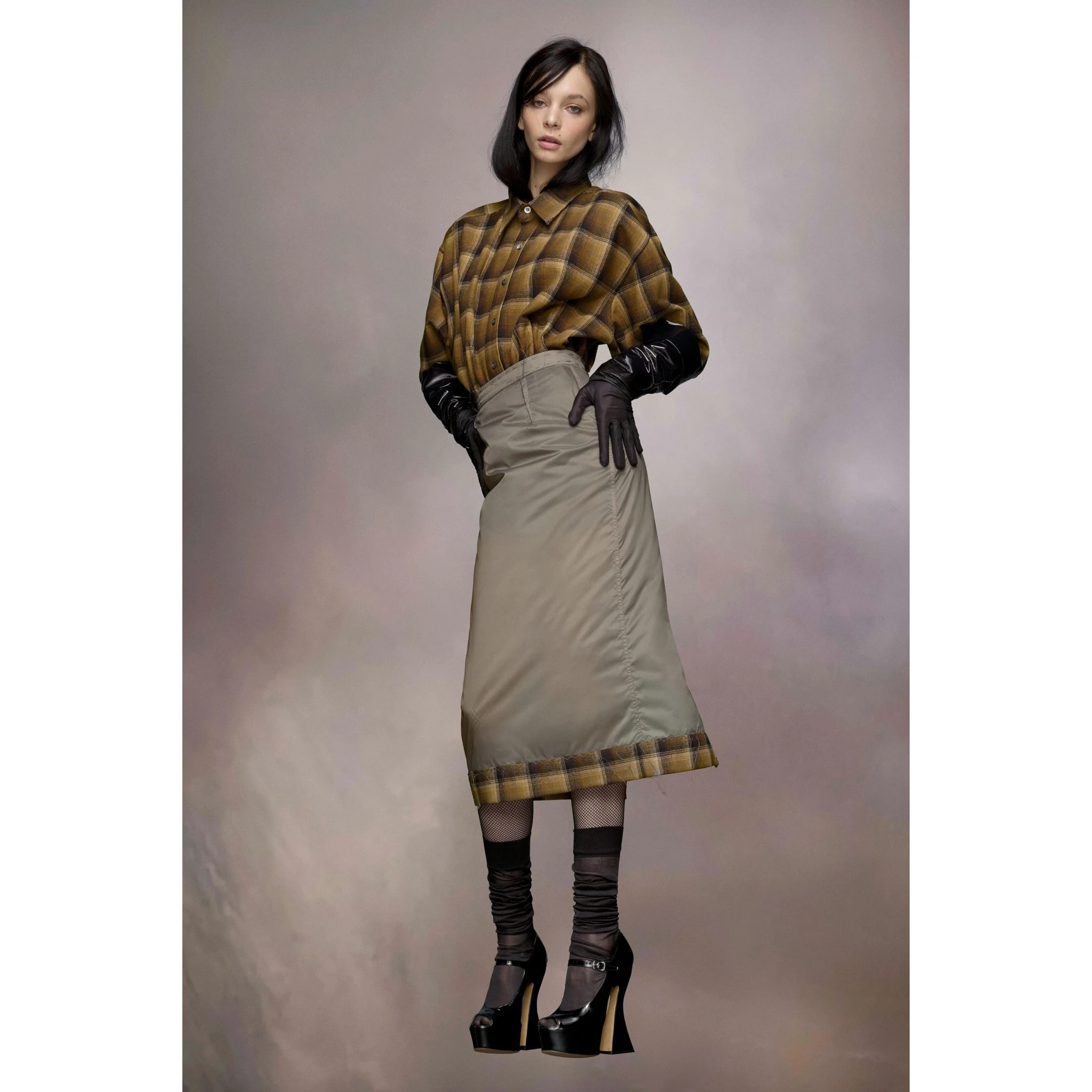 Gray Fibres Midi Skirt