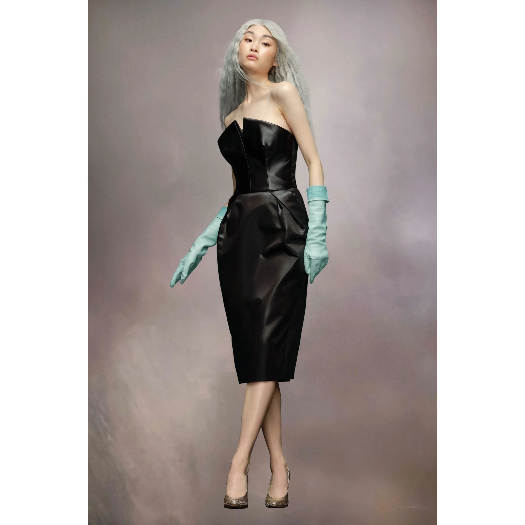 Black Fibres Midi Skirt