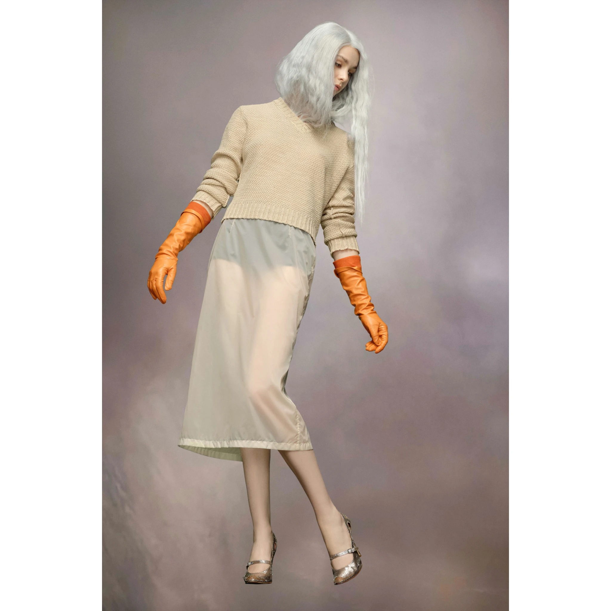 Yellow Fibres Midi Skirt