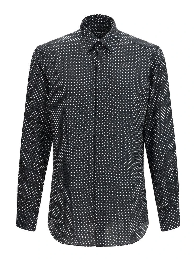 Black Silk Pattern Shirt