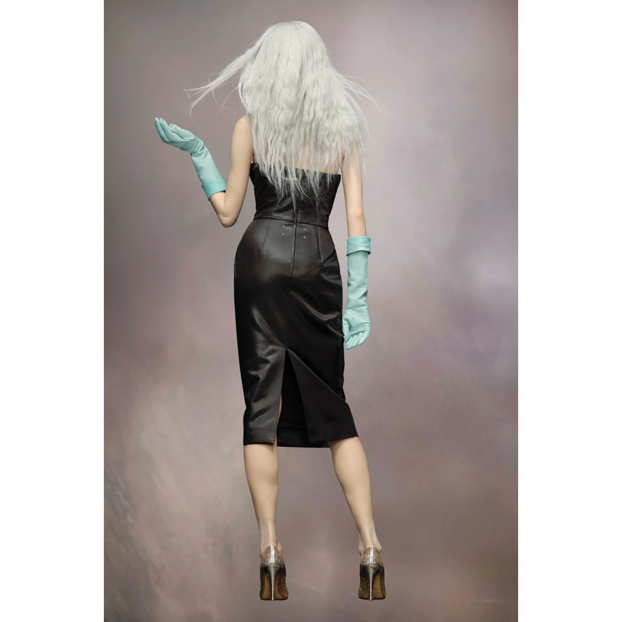 Black Fibres Midi Skirt