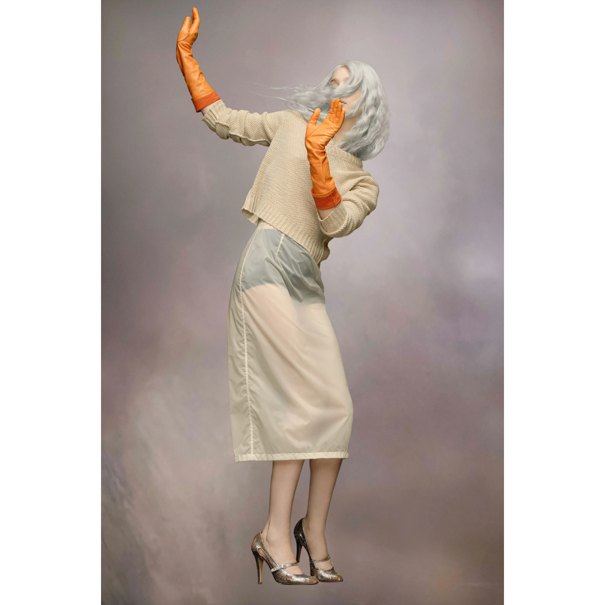 Yellow Fibres Midi Skirt