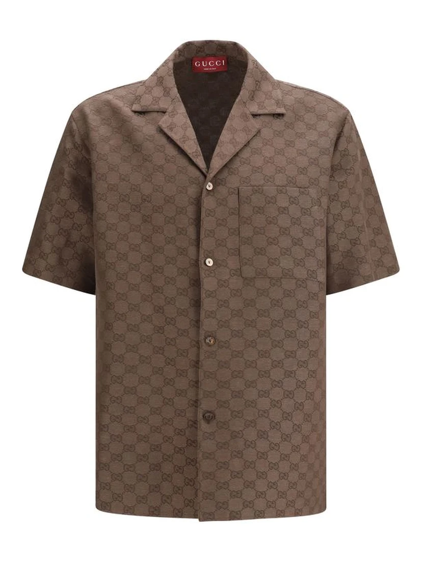 Brown Linen Shortsleeve Shirt