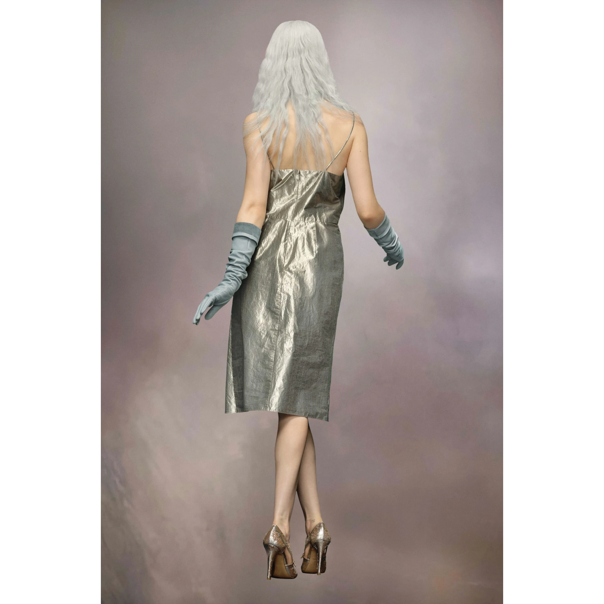 Silver Fibres Midi Skirt