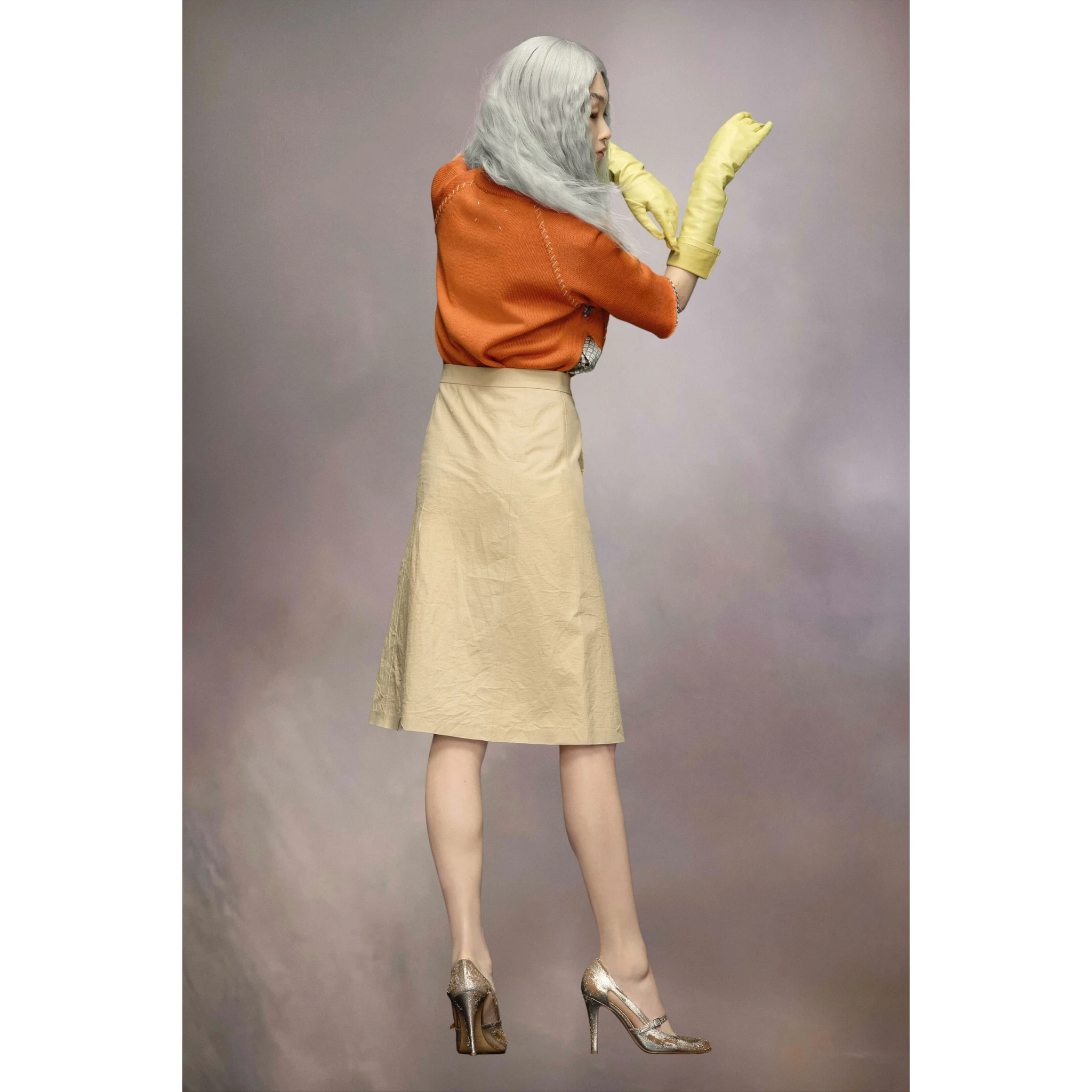 Yellow Fibres Midi Skirt