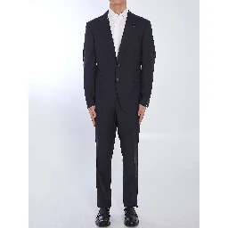 Double-breasted virgin wool suit in Super 110s